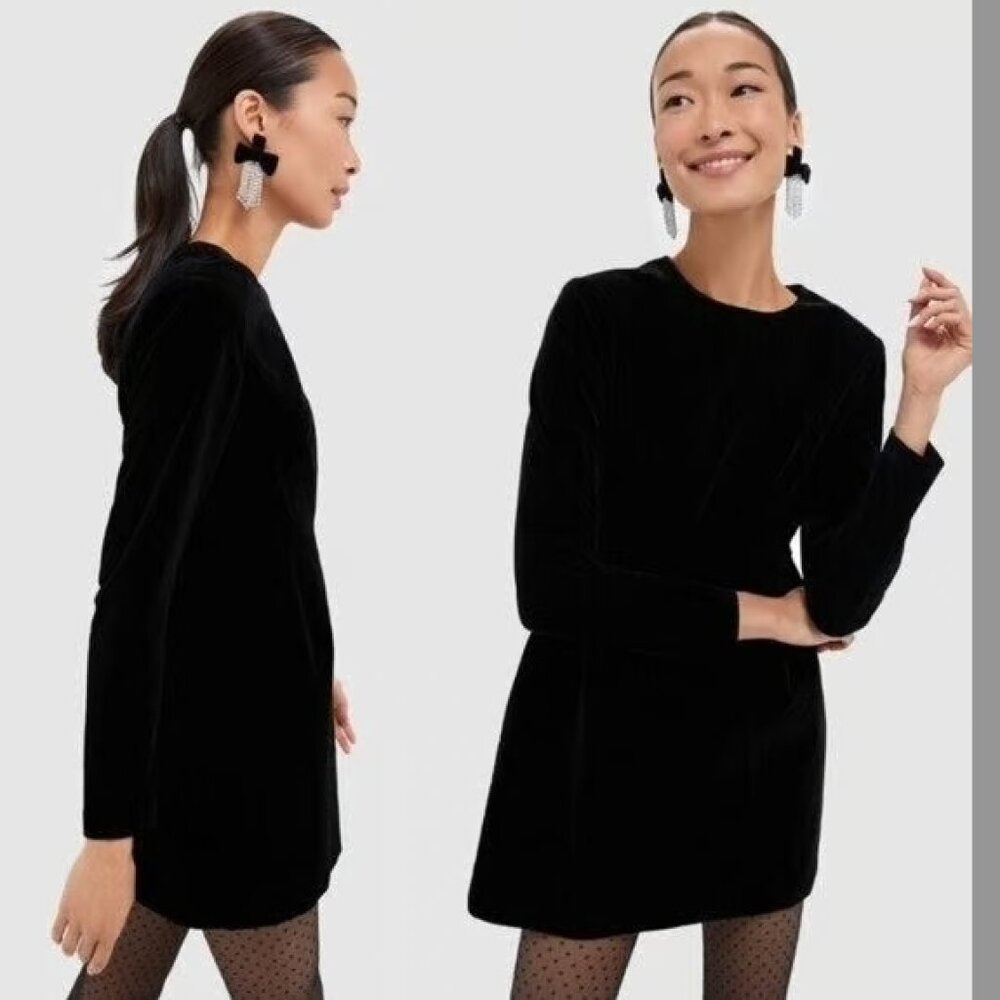 NWOT Tuckernuck Black Velvet Haley Mini Dress - Size 8